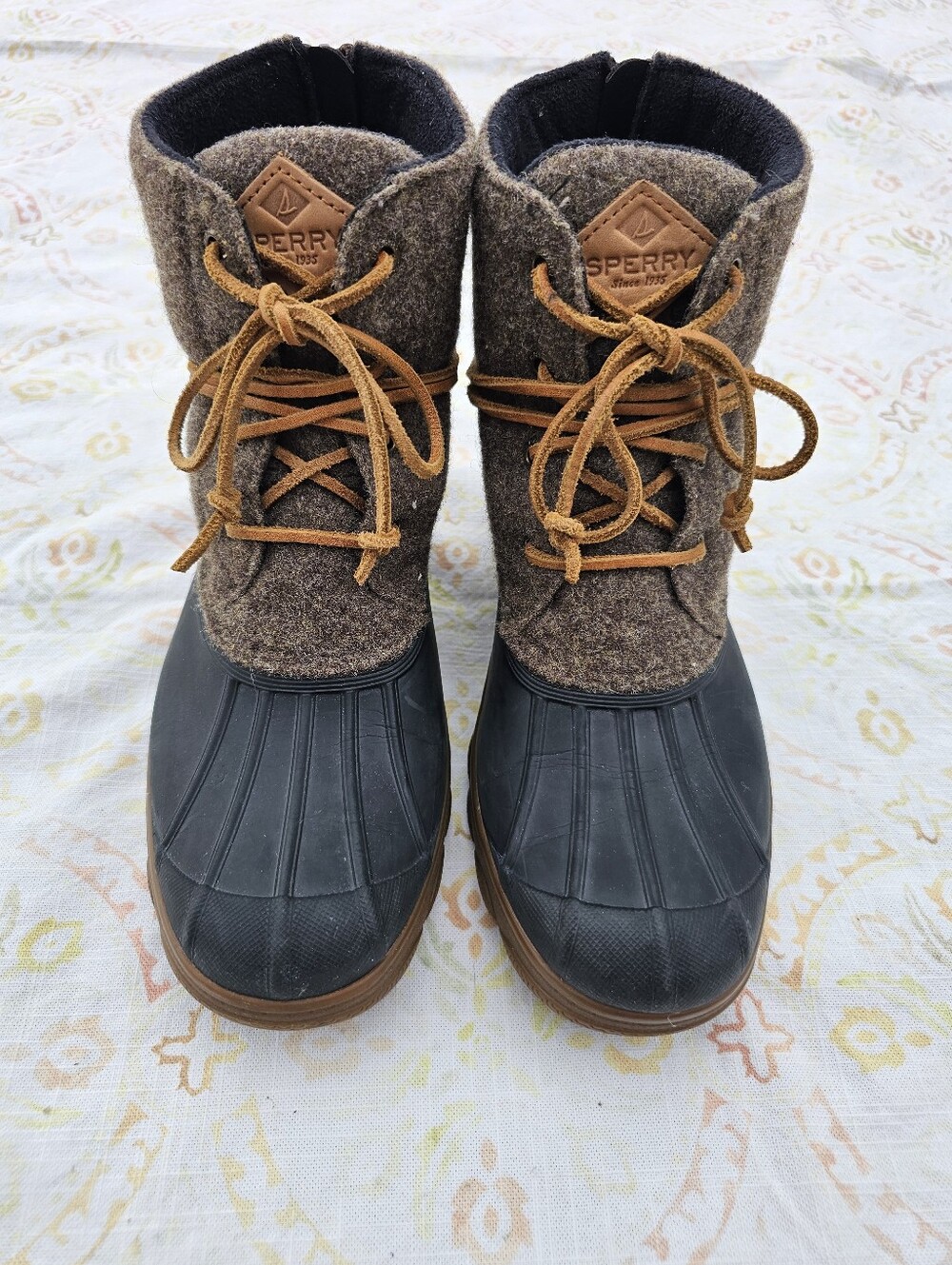 Sperry Top-Sider Wool Duck Boots Women's Size 8 Brown Winter Rain Snow Boots